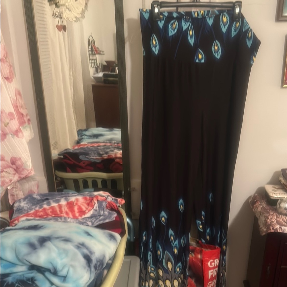 Elegant Black and Blue peacock pants